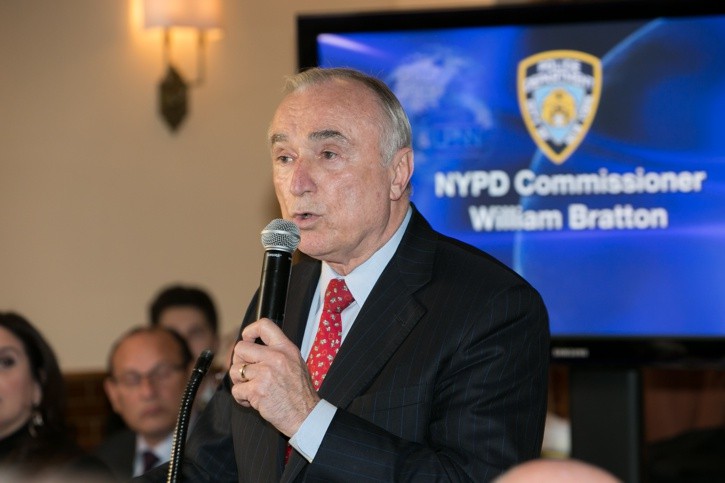 NYPD Commissioner William Bratton addressing the crowd
